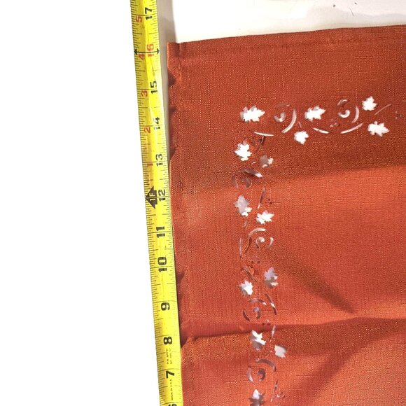 Thanksgiving Tablecloth Napkin Set cutwork leaf orange autumn holiday linens - Picture 7 of 7